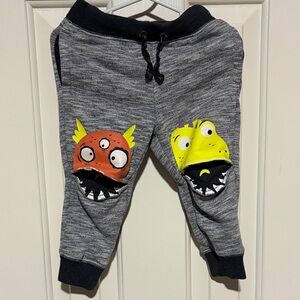Cat & Jack Gray Joggers with Colorful Monster Design